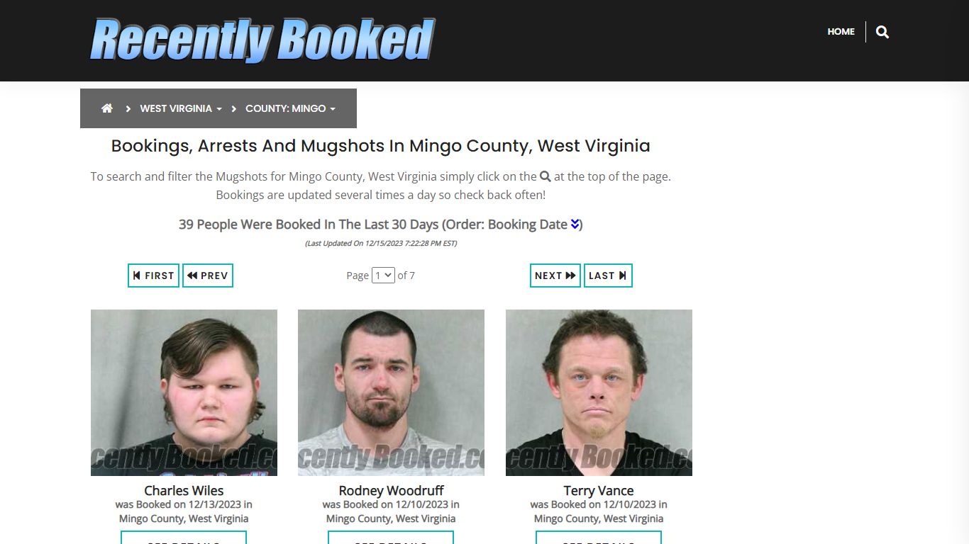 Bookings, Arrests and Mugshots in Mingo County, West Virginia